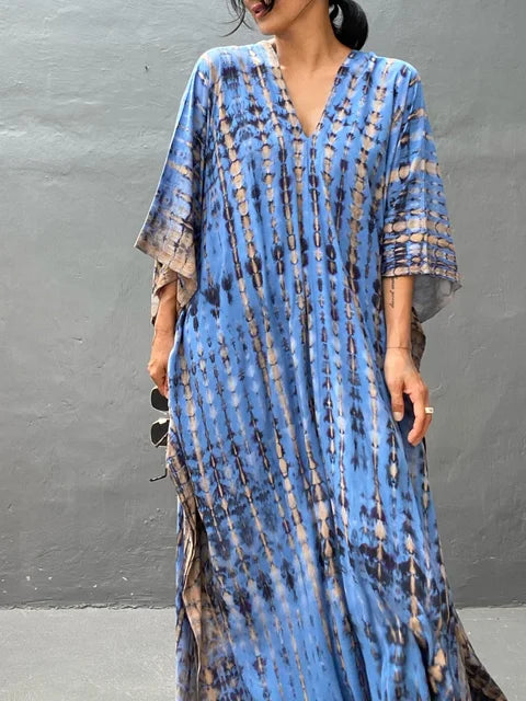 Amy | Ubesværet Boho Grøn Maxi Kjole til Kvinder i Casual Kaftan Stil