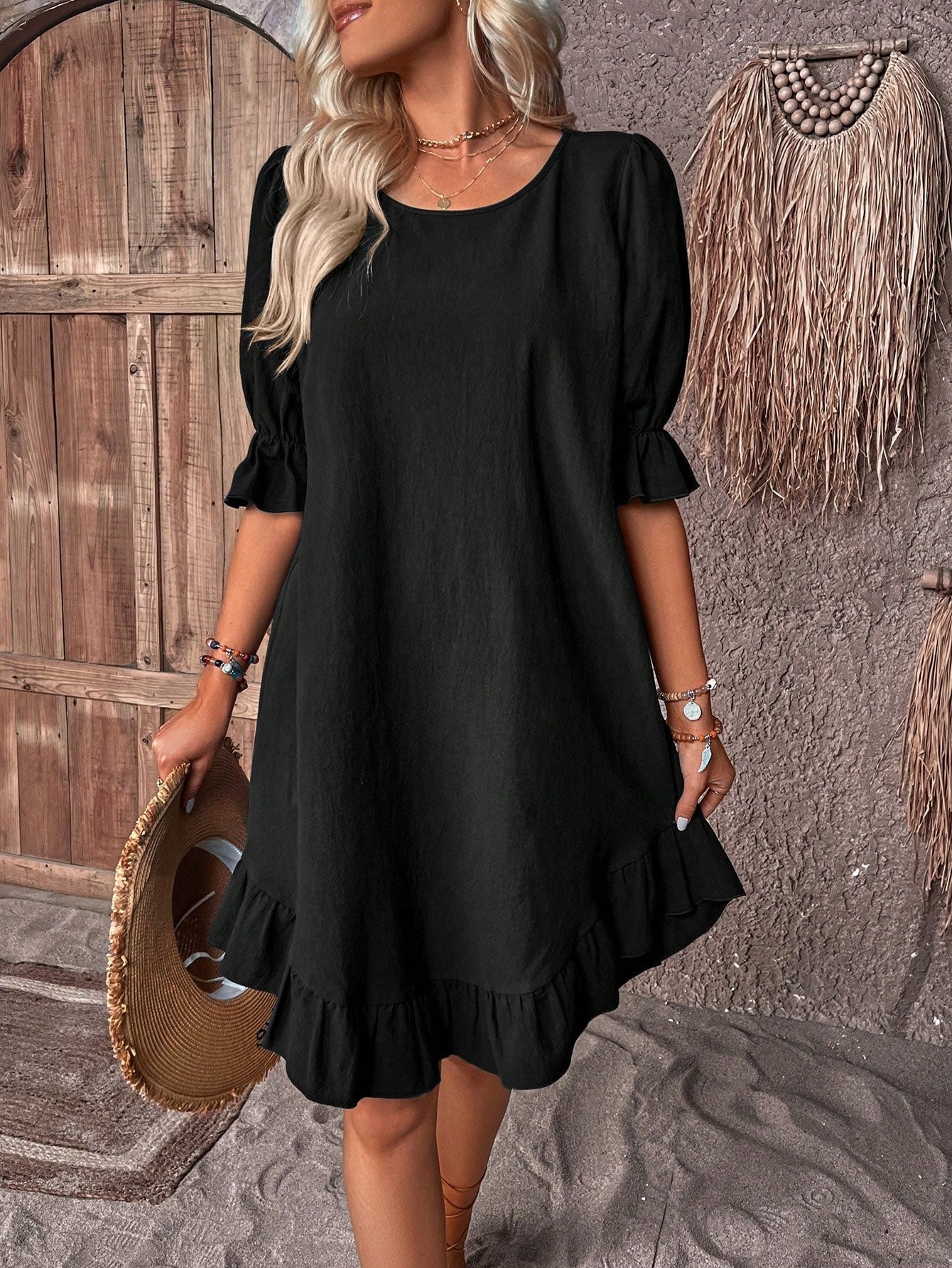 Image of Anita | Dame Flæse A-Linje Mini Kjole