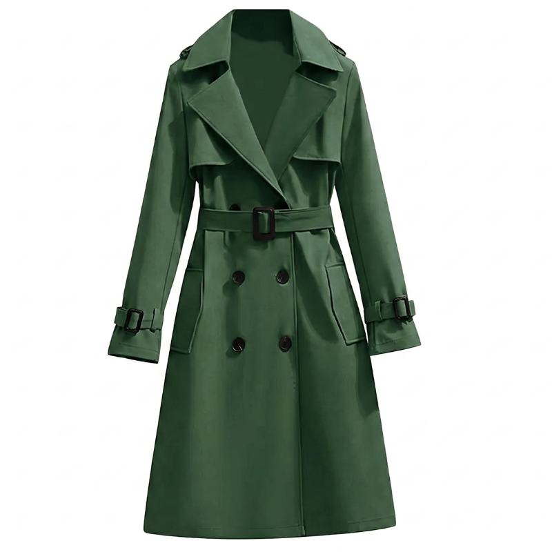 Anja | Dame Dobbeltradet Midi Trenchcoat - Image 1