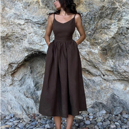 Image of Anna | Dame Spaghetti Strop A-Linje Maxi Kjole