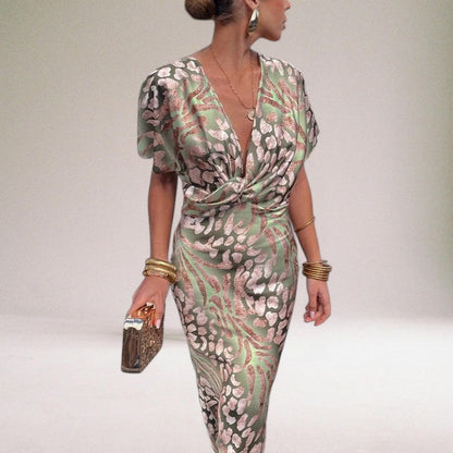 Image of Annette | Dame Twist Front Midi Kjole