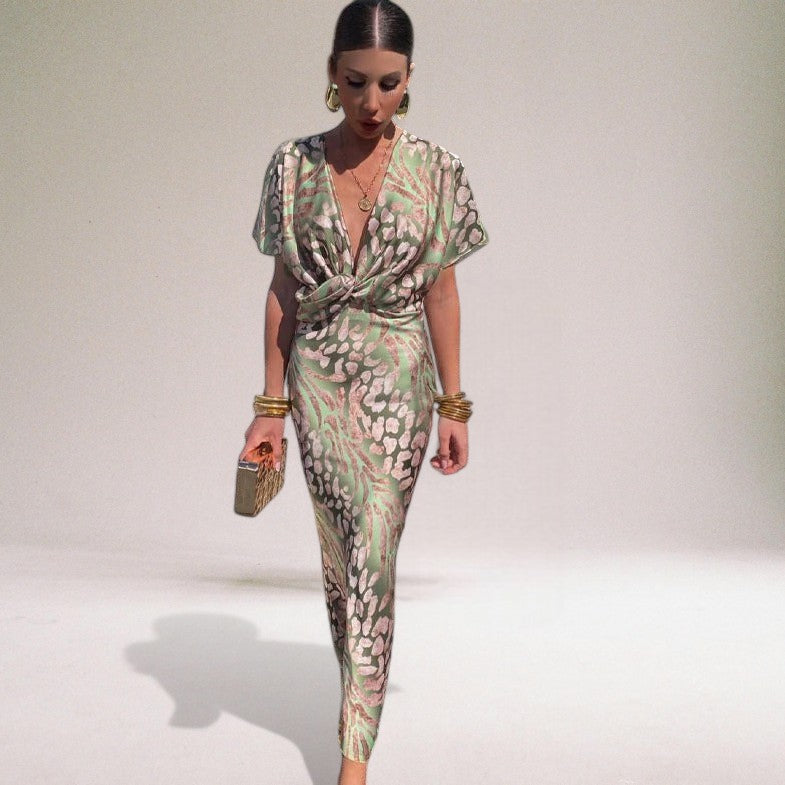 Image of Annette | Dame Twist Front Midi Kjole
