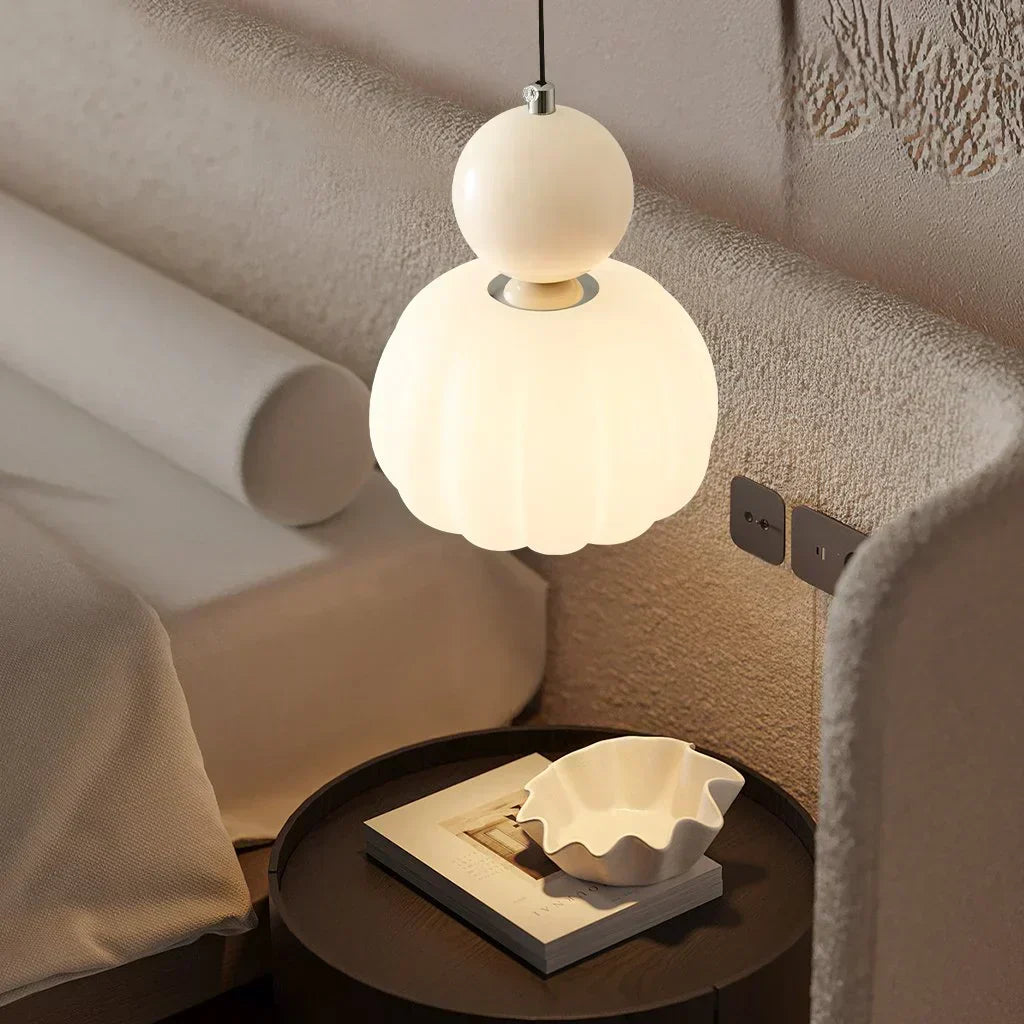 Art Deco Pendellampe - Creme, Bauhaus Design