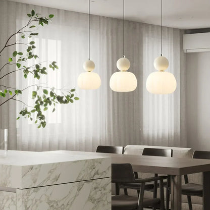 Art Deco Pendellampe - Creme, Bauhaus Design
