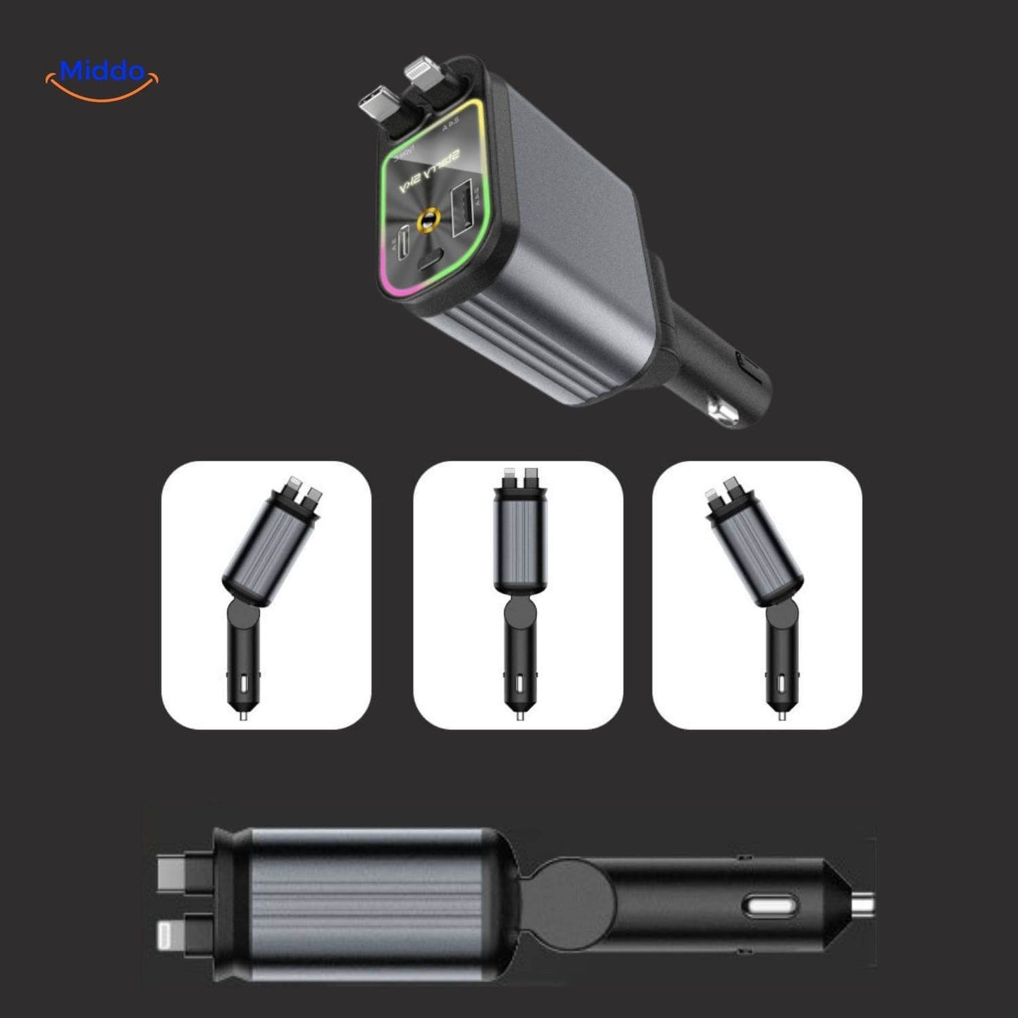 AutoCharge™ 120W | 4-i-1 Oplader, Super Hurtig, RGB Stjernehimmel!