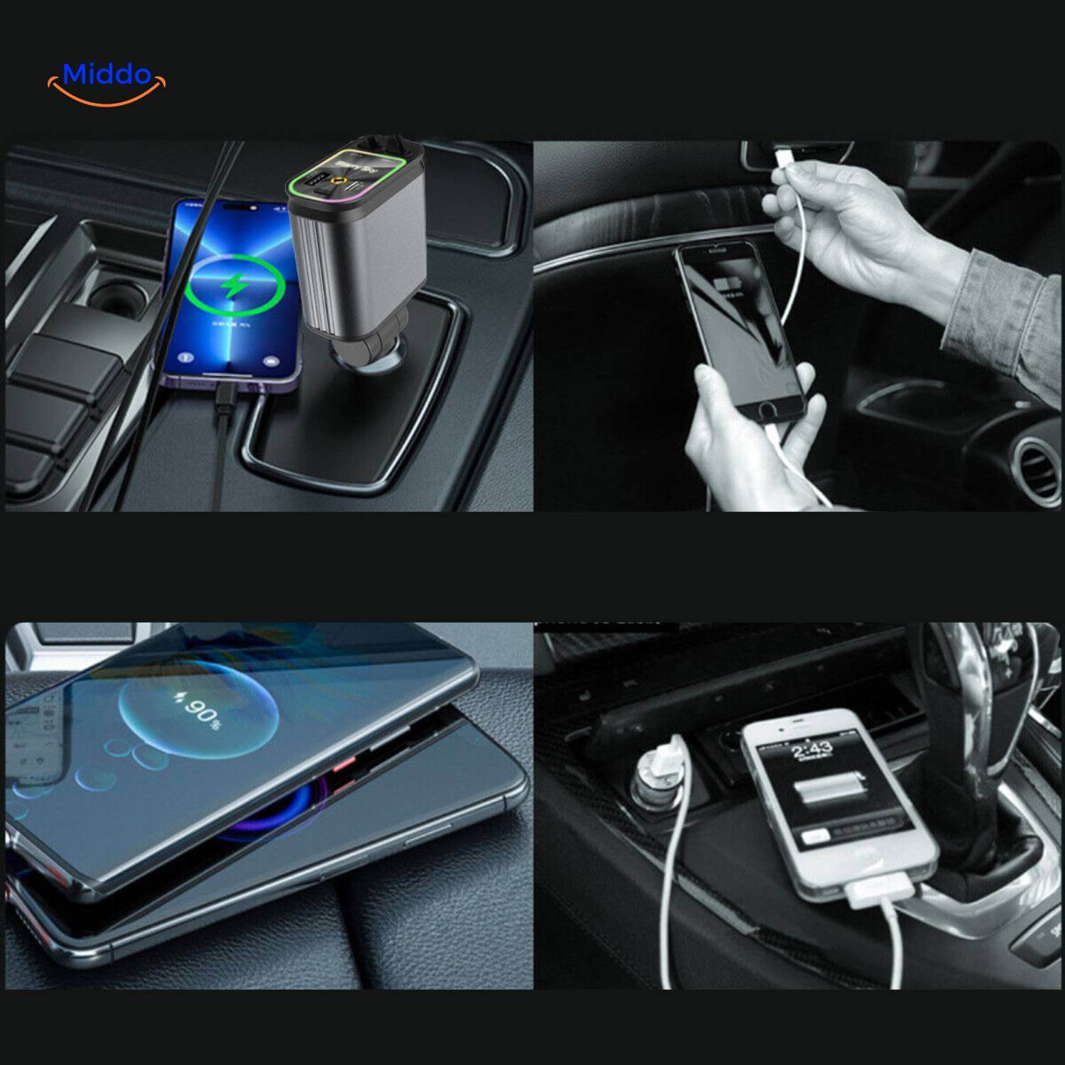 AutoCharge™ 120W | 4-i-1 Oplader, Super Hurtig, RGB Stjernehimmel!