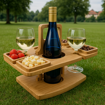 Bærbar Træ Picknick Vin Bord til Udendørs Begivenheder
