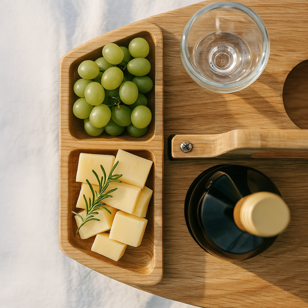 Bærbar Træ Picknick Vin Bord til Udendørs Begivenheder