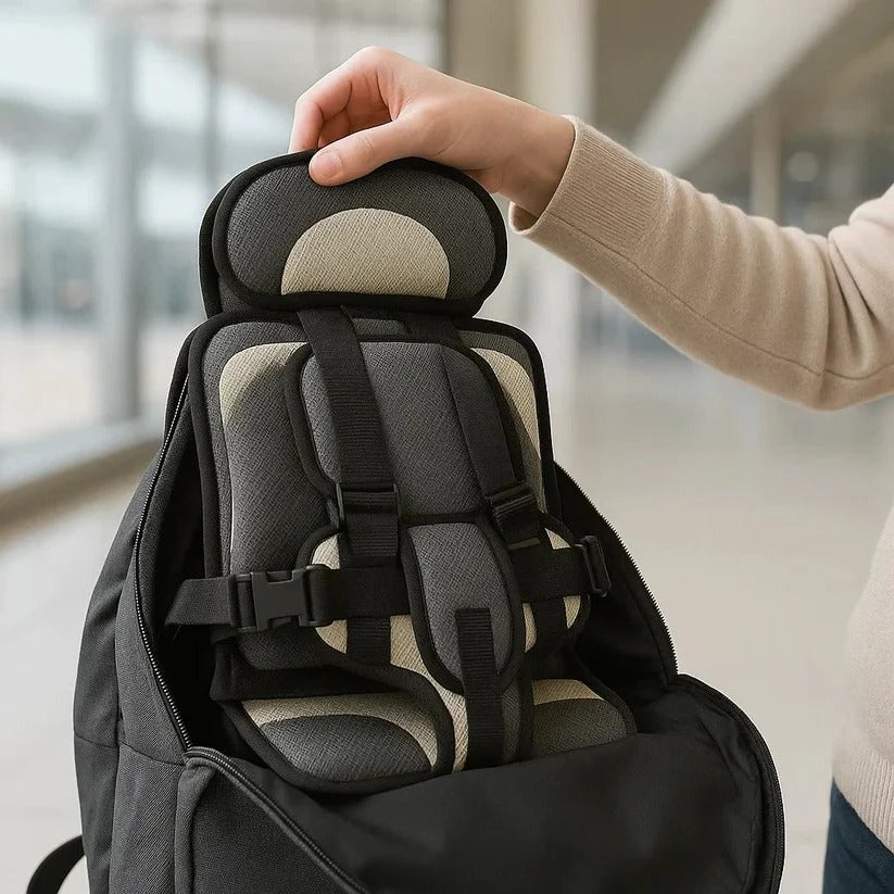 Børnesæde | Sammenklappeligt Reisesæde til On-the-Go | Hurtig Installation med Sikkerhedssystem | GoSeat
