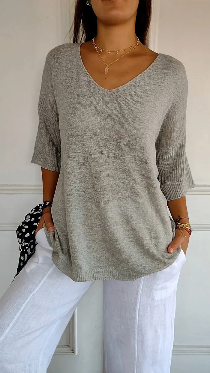 Michèle | Haut ample à col en V pour femme - Image 8