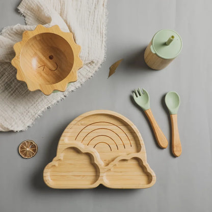 Baby Bamboo Suge Service Sæt – Sikkert & Stilfuldt Tallerkener & Skåle til Småbørn