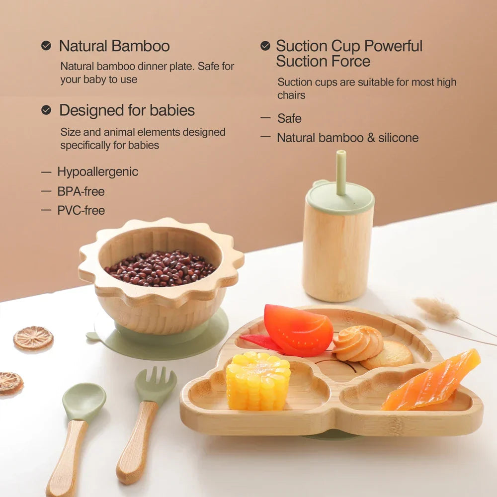 Baby Bamboo Suge Service Sæt – Sikkert & Stilfuldt Tallerkener & Skåle til Småbørn