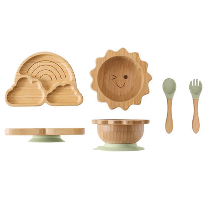 Baby Bamboo Suge Service Sæt – Sikkert & Stilfuldt Tallerkener & Skåle til Småbørn
