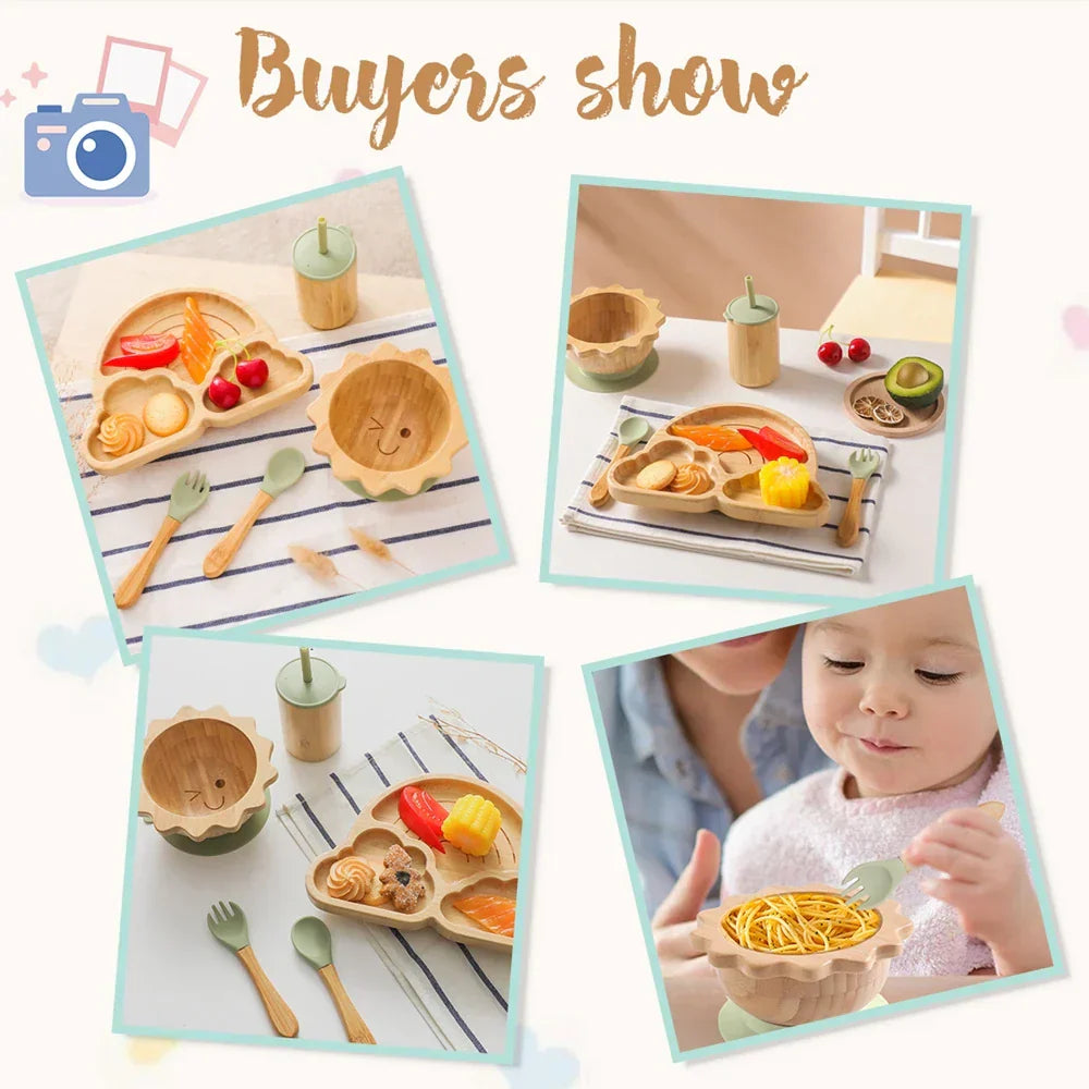 Baby Bamboo Suge Service Sæt – Sikkert & Stilfuldt Tallerkener & Skåle til Småbørn
