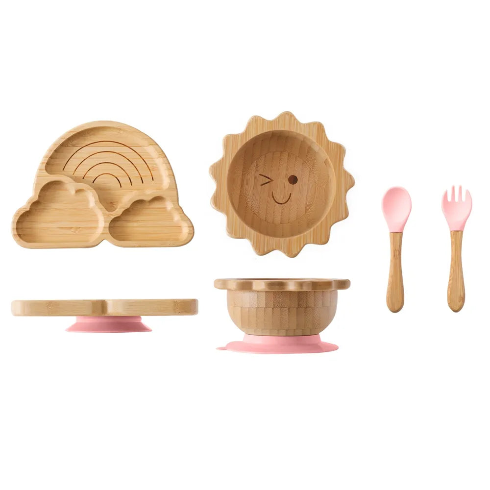 Baby Bamboo Suge Service Sæt – Sikkert & Stilfuldt Tallerkener & Skåle til Småbørn