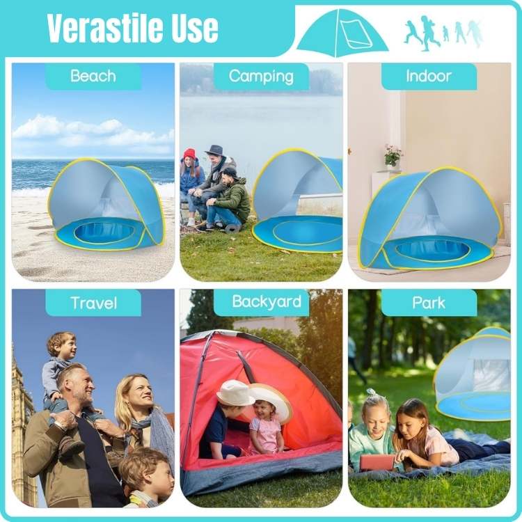 Baby Pop-Up Strandtelt med Indbygget Pool