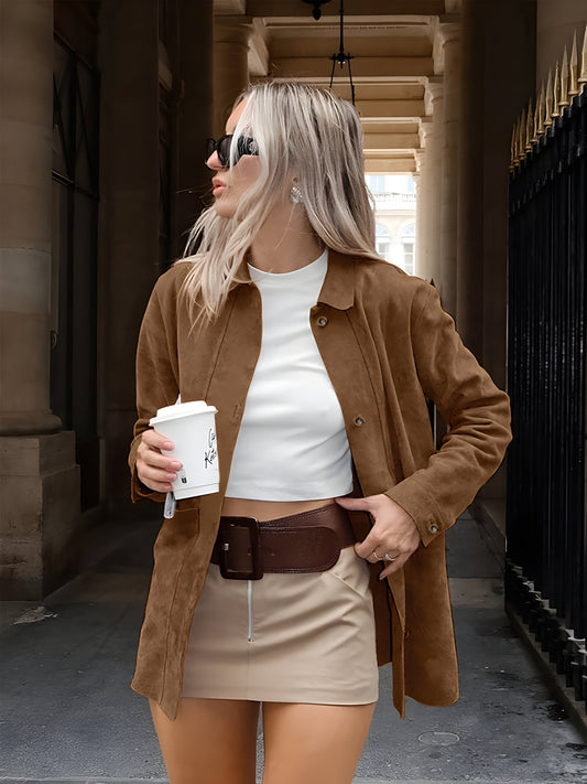 Félicie | Veste Chemise Femme Marron - Image 1