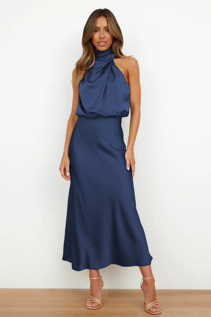 Image of Bente | Dame Halterneck Midi Kjole