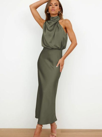 Image of Bente | Dame Halterneck Midi Kjole