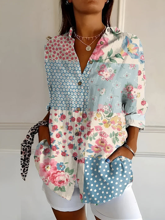 Image of Bente | Dame Printet Bluse med Knapper