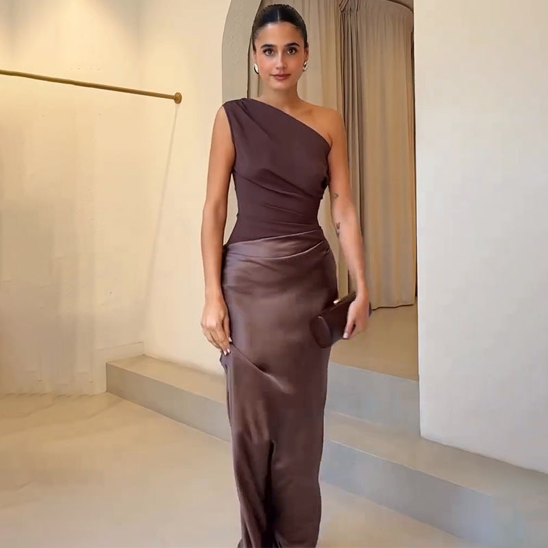 Image of Bergrun | Dame One Shoulder Maxikjole
