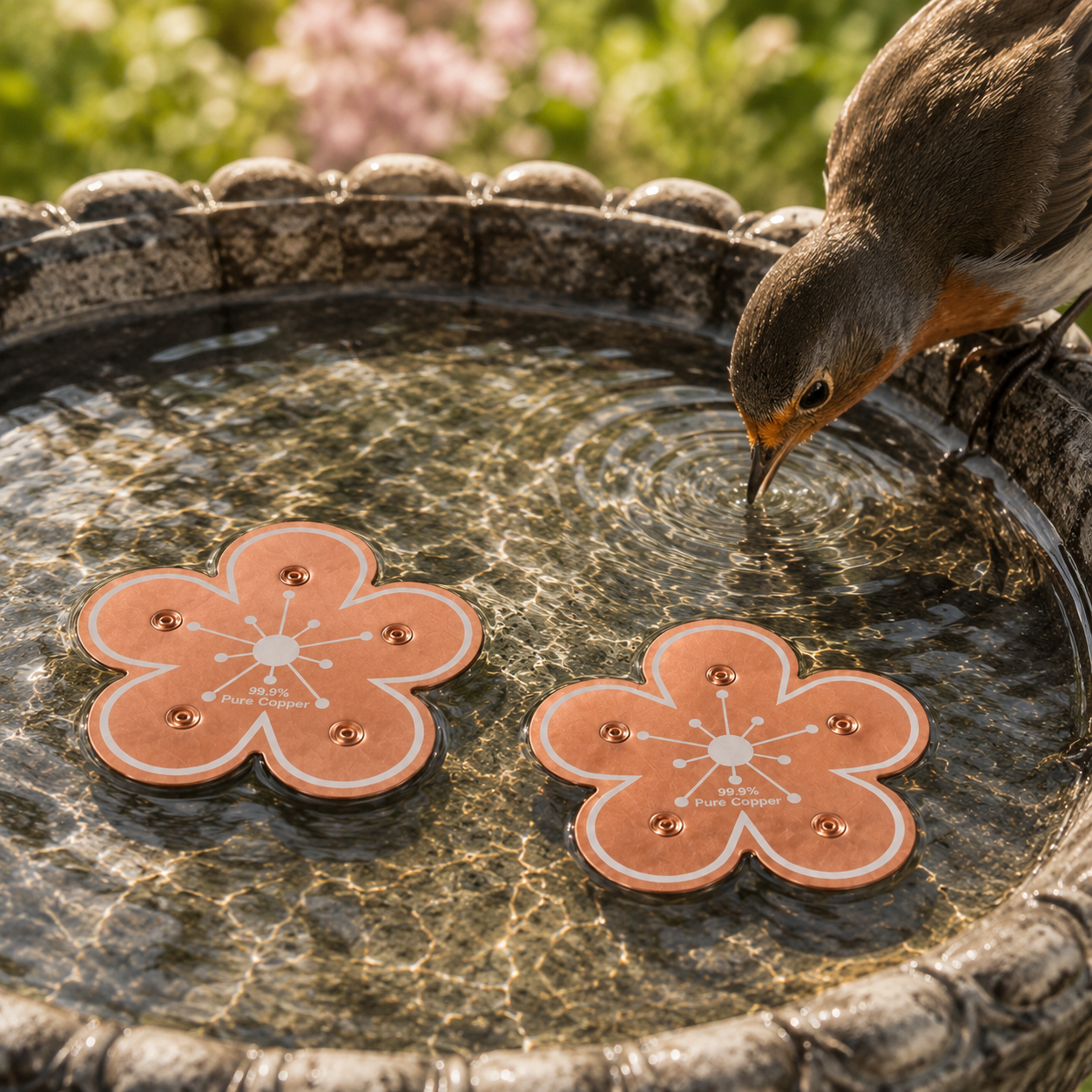 Bloomara – Ren Kobber Fuglebad Rensningsskive, Algekontrol Blomst