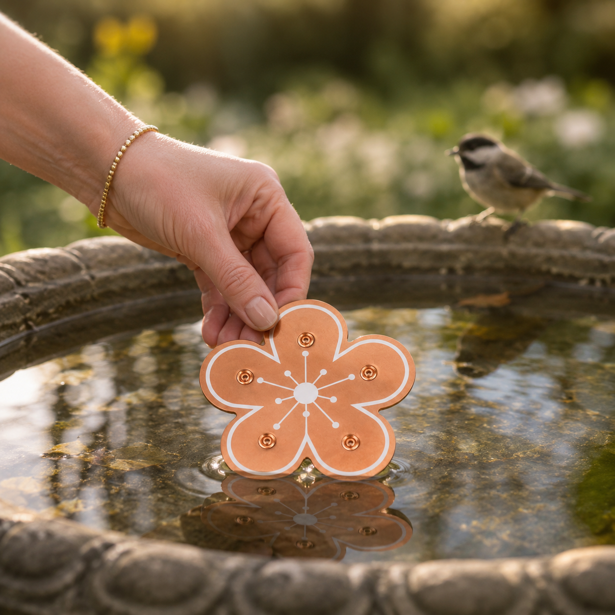 Bloomara – Ren Kobber Fuglebad Rensningsskive, Algekontrol Blomst