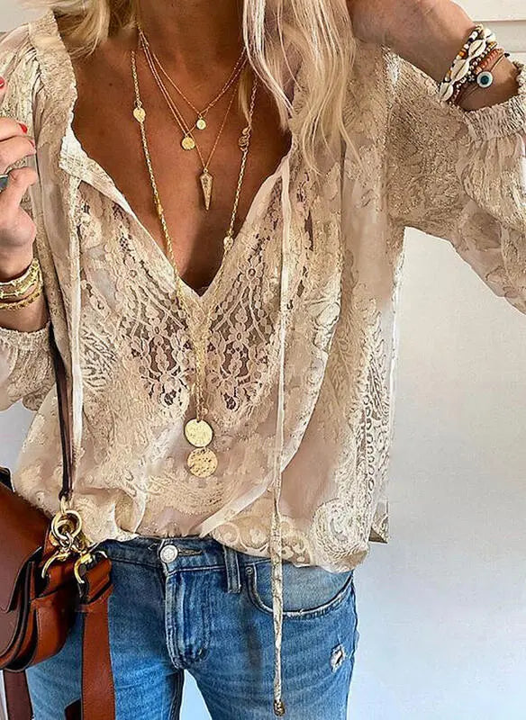 Sara | Chemisier boho élégant avec encolure en trou de serrure - Image 5