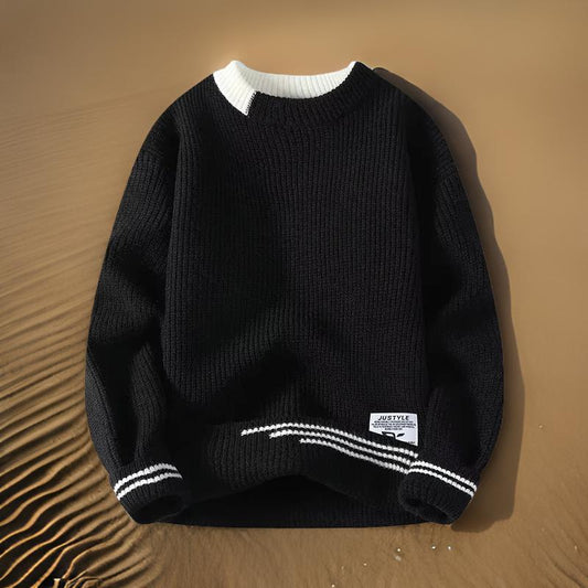 Honoré | Pull rayé à col rond et coupe décontractée pour homme - Image 1