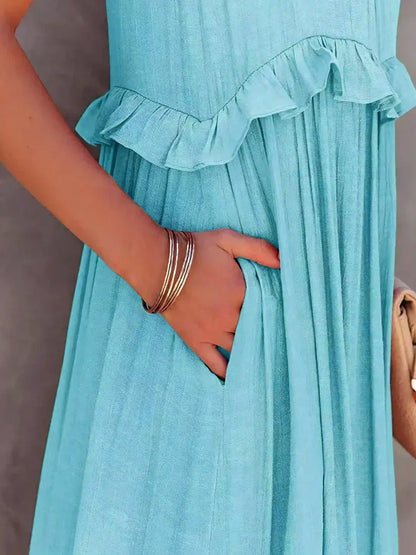 Brigitte | Robe sans manches élégante à bordures à volants pour toutes les occasions - Image 23