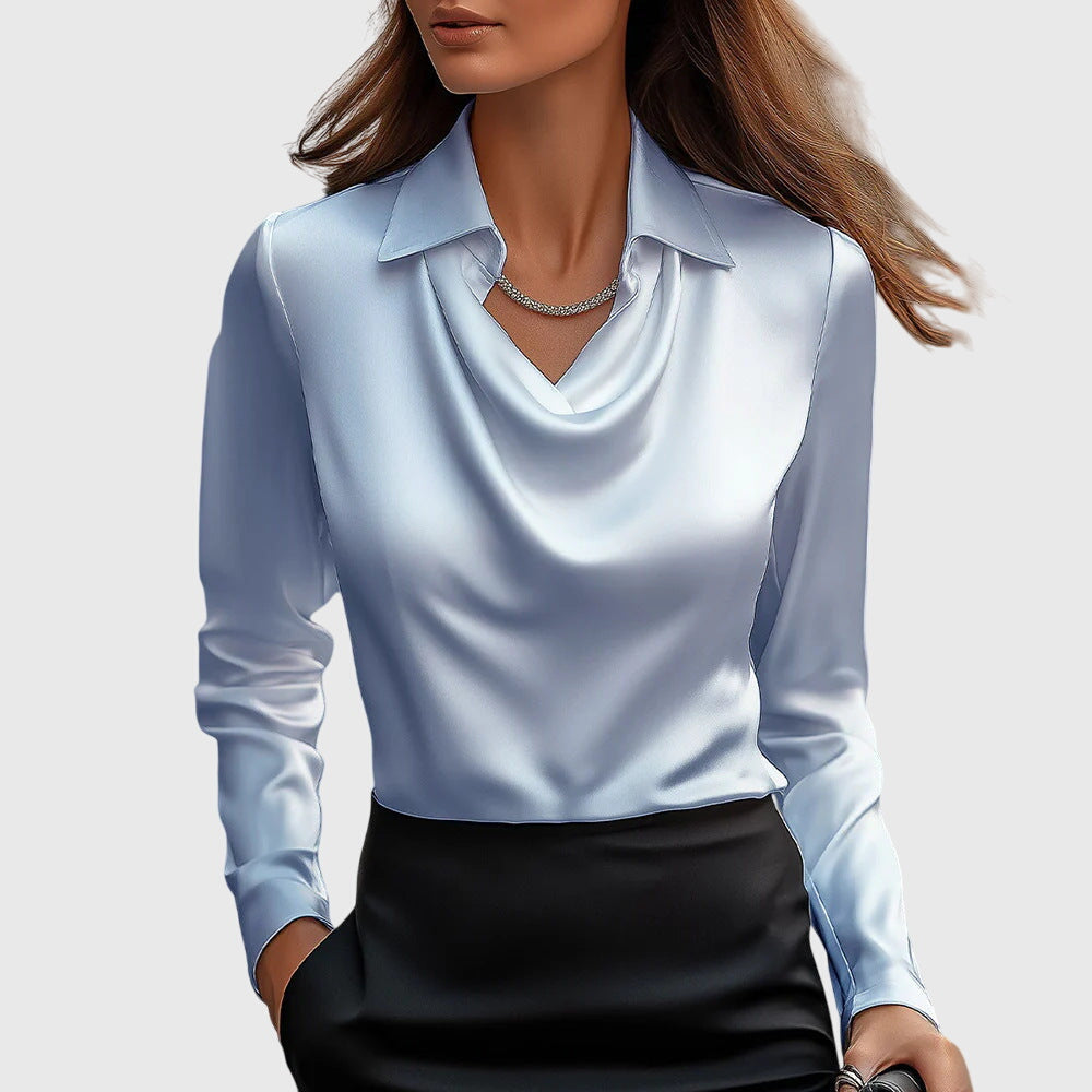 Image of Carina | Dame Cowl Neck Langærmet Bluse