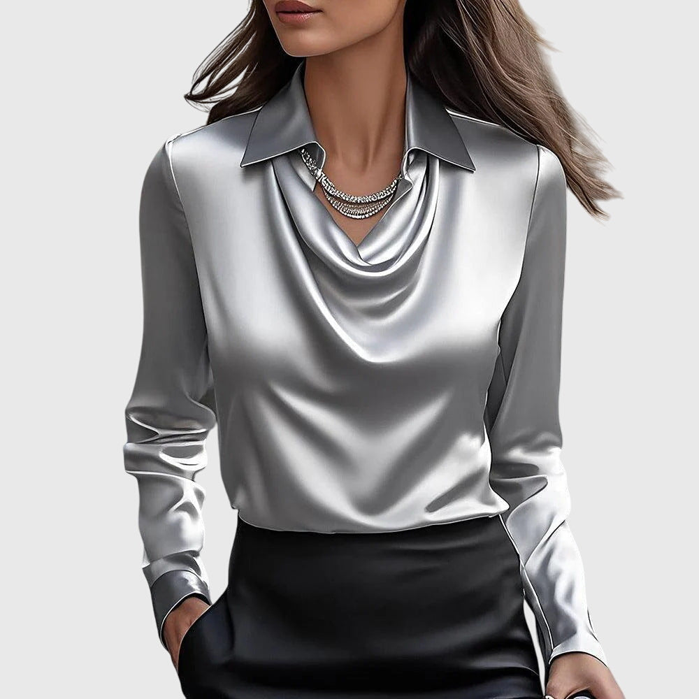 Image of Carina | Dame Cowl Neck Langærmet Bluse