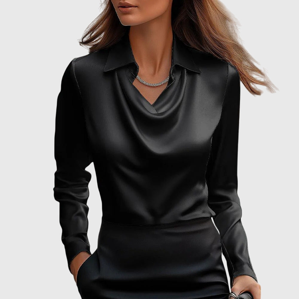 Image of Carina | Dame Cowl Neck Langærmet Bluse