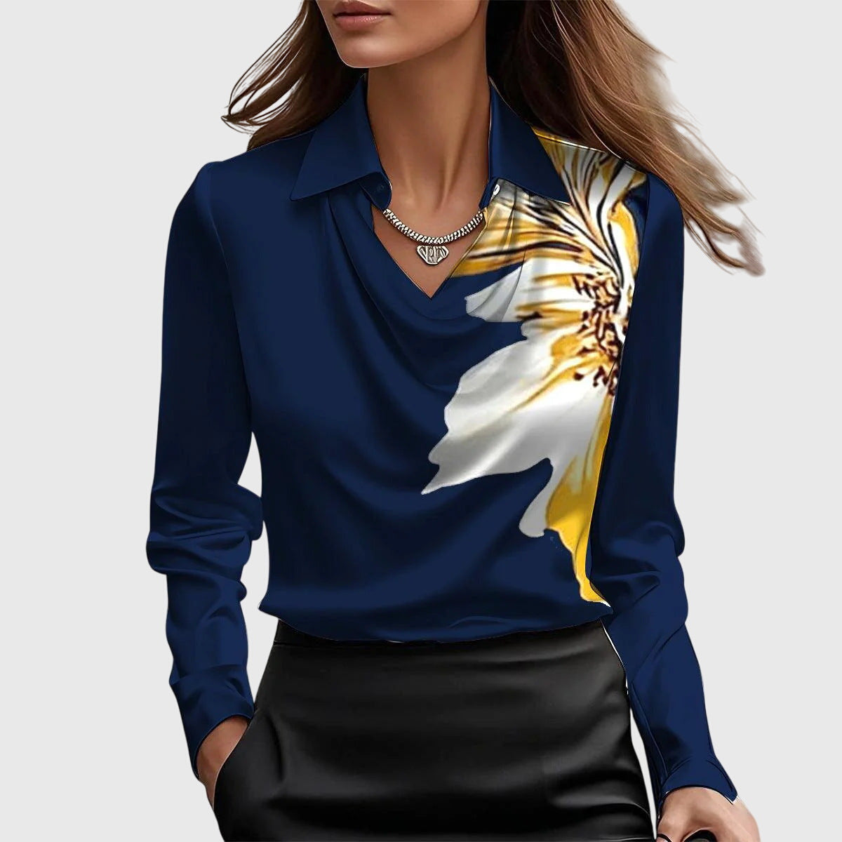 Image of Carina | Dame Cowl Neck Langærmet Bluse