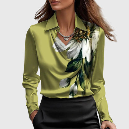 Image of Carina | Dame Cowl Neck Langærmet Bluse