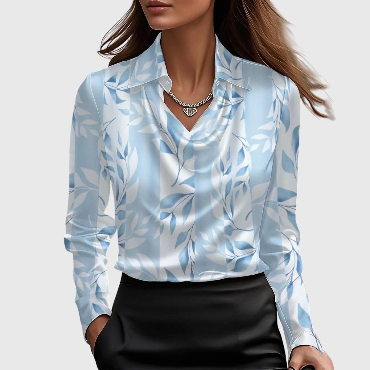 Image of Carina | Dame Cowl Neck Langærmet Bluse