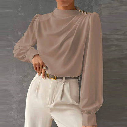 Clara | Langærmet draperet bluse til damer - Image 1