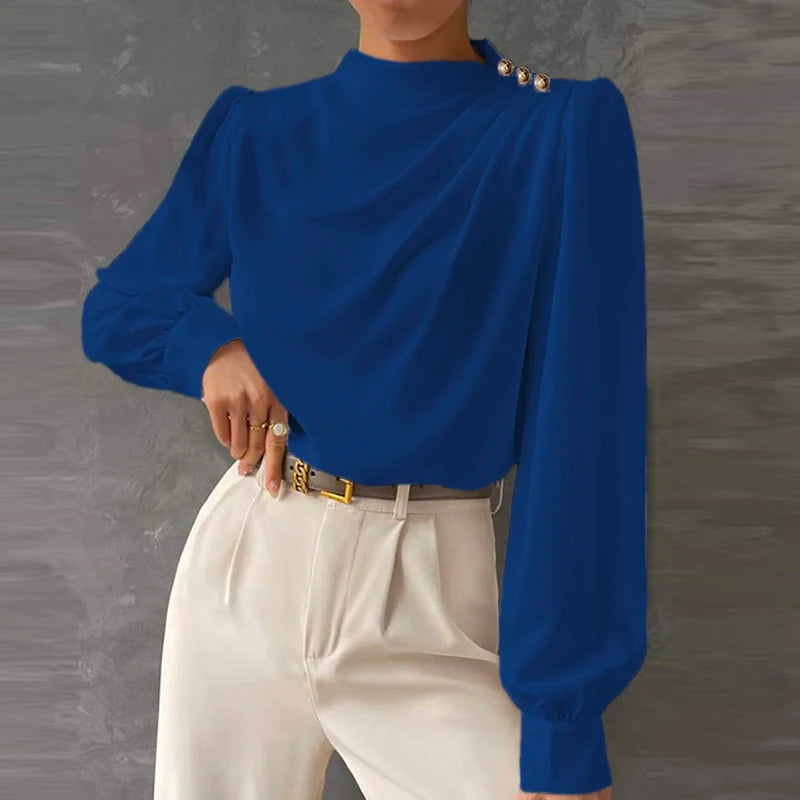 Clara | Langærmet draperet bluse til damer - Image 4