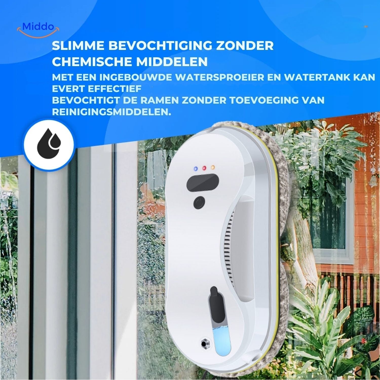 CleanSweep™ Vinduesrobot | Automatisk rengøring med sensorer & vand spray eller separate puder.