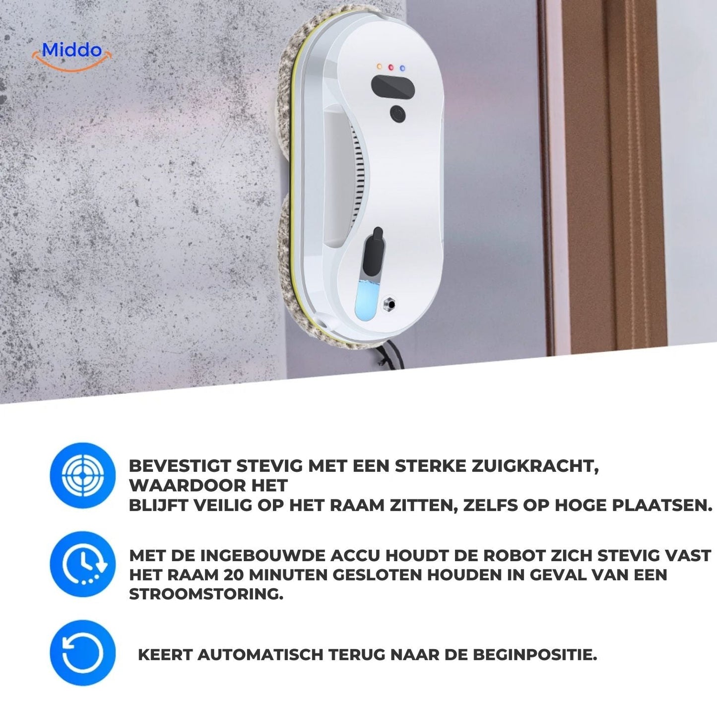 CleanSweep™ Vinduesrobot | Automatisk rengøring med sensorer & vand spray eller separate puder.