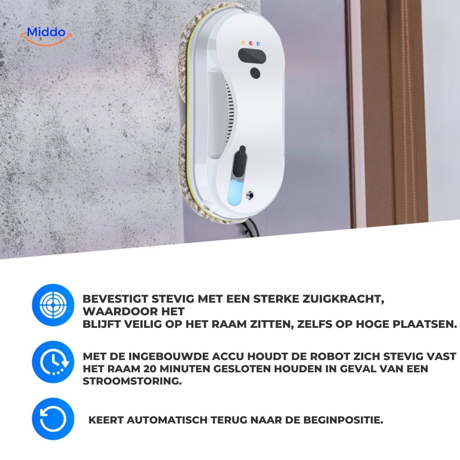 CleanSweep™ Vinduesrobot | Automatisk rengøring med sensorer & vand spray eller separate puder.