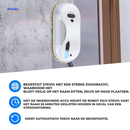 CleanSweep™ Vinduesrobot | Automatisk rengøring med sensorer & vand spray eller separate puder.