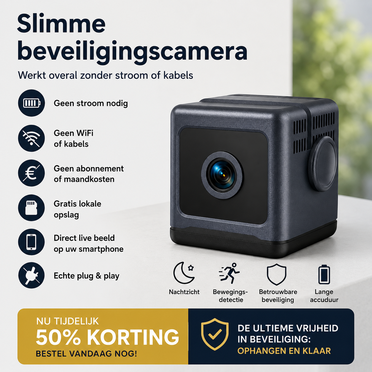 CubeCam™ | 100% Trådløs Sikkerhed Uden Besvær