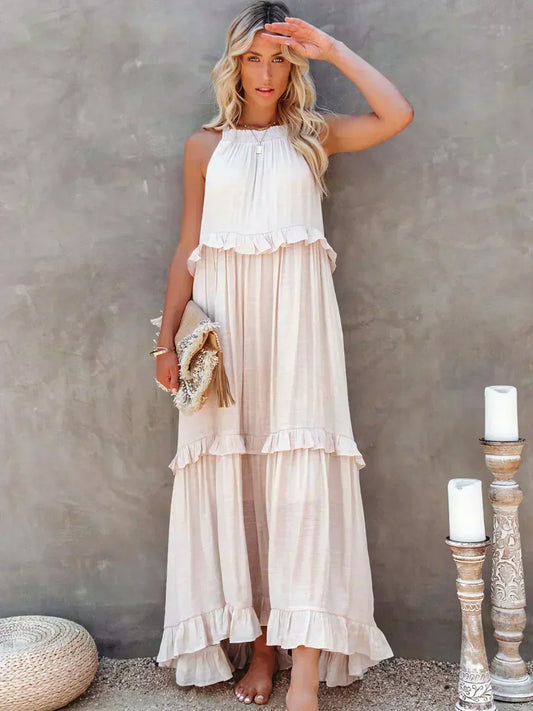 Brigitte | Robe sans manches élégante à bordures à volants pour toutes les occasions - Image 1