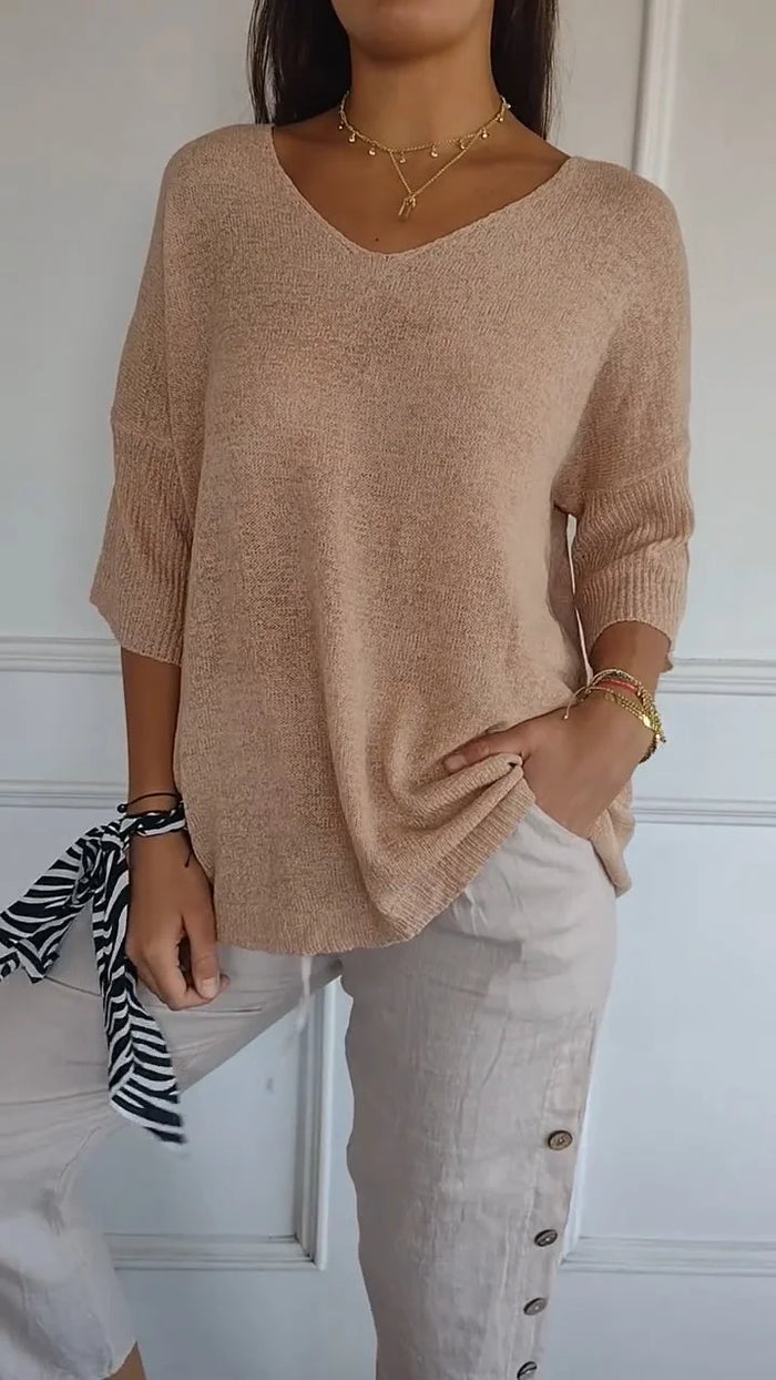 Michèle | Haut ample à col en V pour femme - Image 3