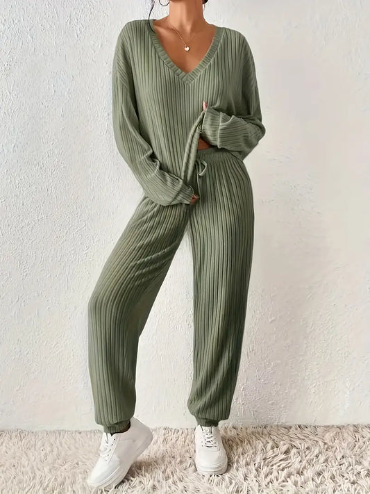 Perle | Ensemble deux pièces d'intérieur à col en V pour femme - Image 1
