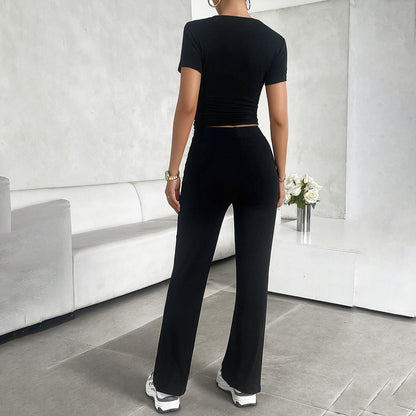 Image of Dagny | Dame Cropped Bukser med Brede Ben Sæt