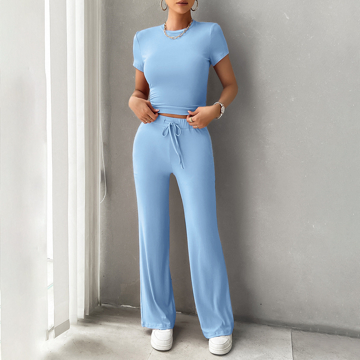 Image of Dagny | Dame Cropped Bukser med Brede Ben Sæt
