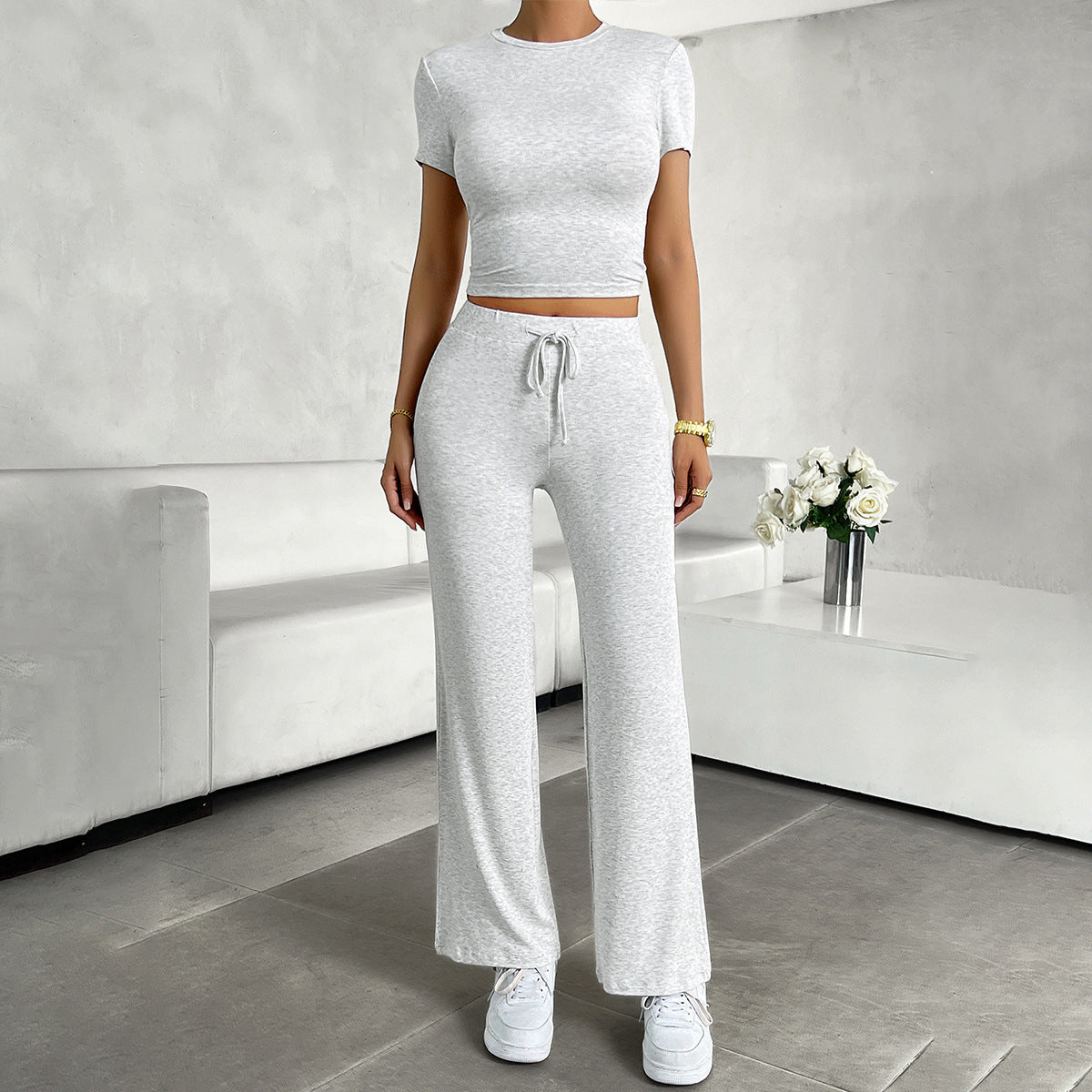 Image of Dagny | Dame Cropped Bukser med Brede Ben Sæt
