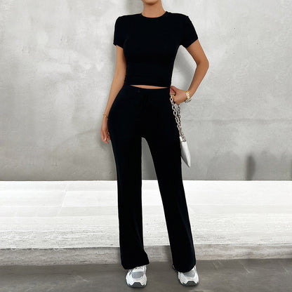 Image of Dagny | Dame Cropped Bukser med Brede Ben Sæt